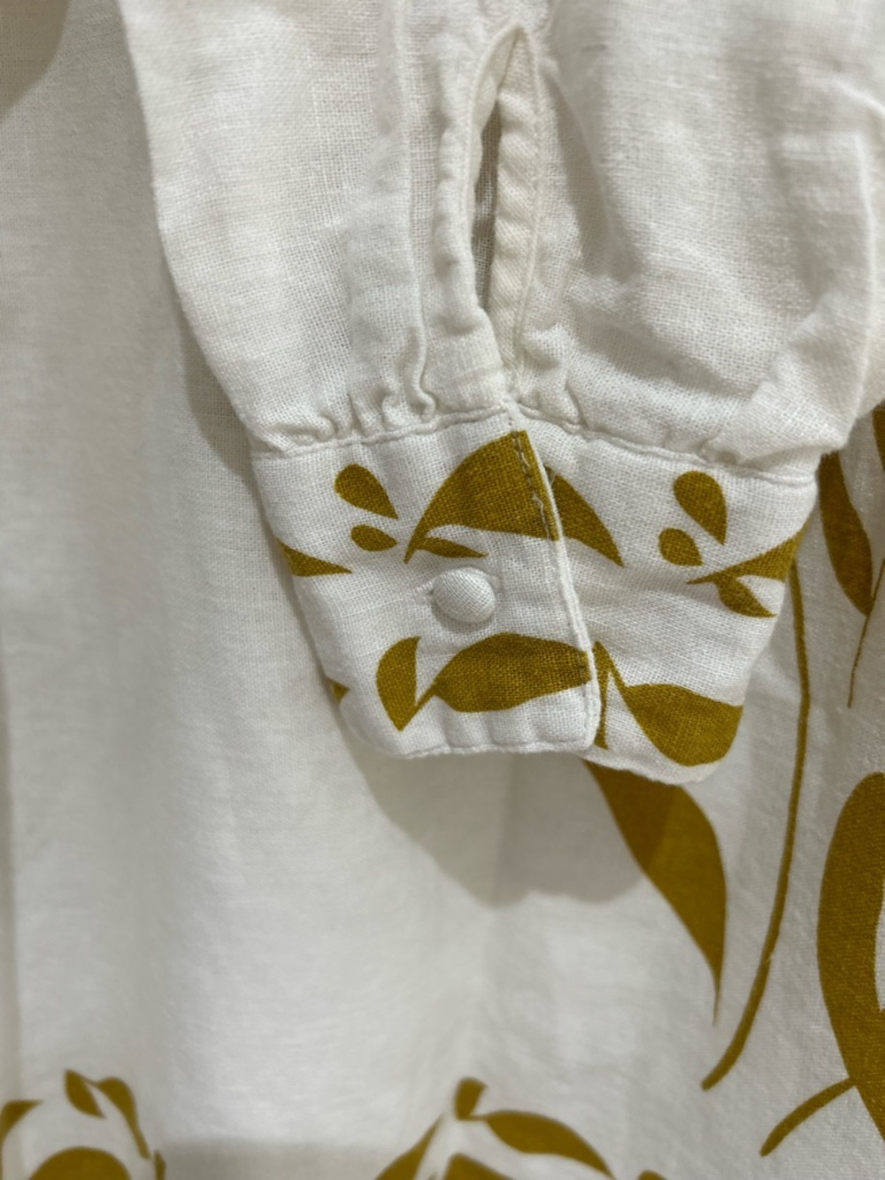 Rachel Zoe Linen Blend Foilage Print Button Down White Shirt Women Size S Earthy - Picture 7 of 10